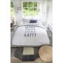 Happy Wake Up dekbedovertrek 200x220cm wit/blauw