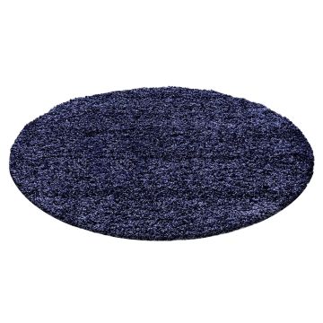 Life Shaggy vloerkleed hoogpolig rond Ø 120cm navy blauw