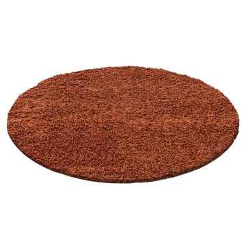 Life Shaggy vloerkleed hoogpolig rond Ø 120cm terra