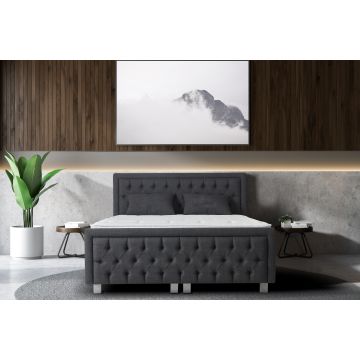 Royal opbergboxspring met voetenbord 140x200cm antraciet