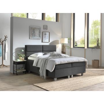 Quattro opbergboxspring 160x200cm antraciet met Hybrid topdekmatras