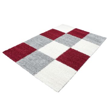 Life Shaggy Blok vloerkleed hoogpolig rechthoek 120x170cm rood