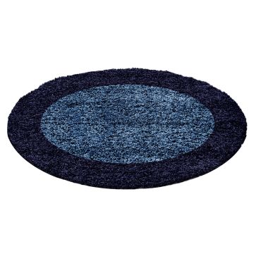 Life Shaggy Schaduw vloerkleed hoogpolig rond Ø 200cm navy blauw