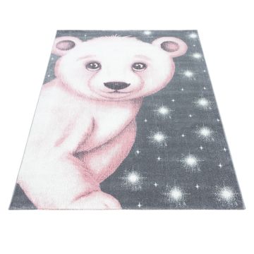 Bambi Ijsbeer kinderkamer vloerkleed laagpolig rechthoek 120x170cm roze