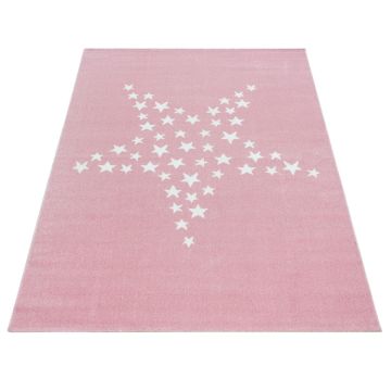 Bambi Ster kinderkamer vloerkleed laagpolig rechthoek 160x230cm roze
