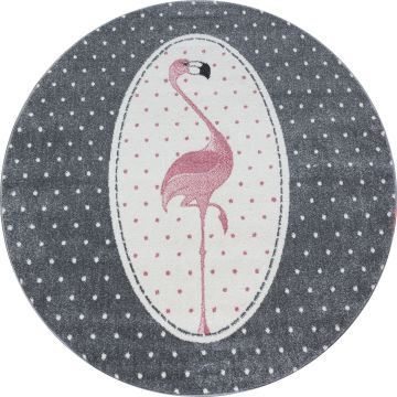 Kids Flamingo kinderkamer vloerkleed laagpolig rond Ø 160cm roze