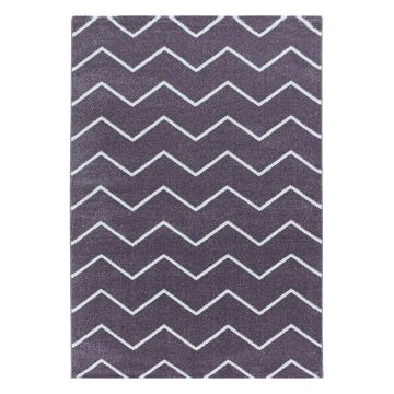 Rio Zigzag vloerkleed hoogpolig loper 80x250cm lila