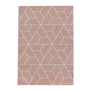Efor Korz vloerkleed laagpolig rechthoek 240x340cm roos