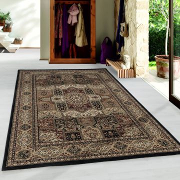 Kashmir Milas vloerkleed laagpolig rechthoek 240x340cm zwart