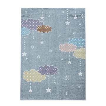 Lucky Wolken baby kinderkamer vloerkleed laagpolig rechthoek 200x290cm grijs