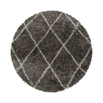 Alvor Shaggy vloerkleed hoogpolig rond Ø 200cm taupe
