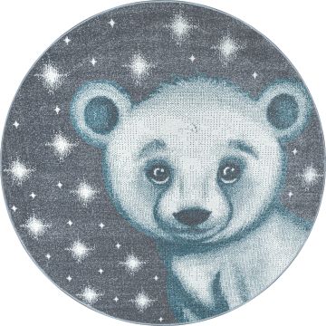 Bambi Ijsbeer kinderkamer vloerkleed laagpolig rond Ø 160cm blauw
