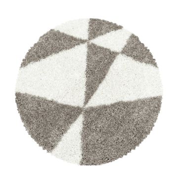 Tango Shaggy vloerkleed hoogpolig rond Ø 200cm beige
