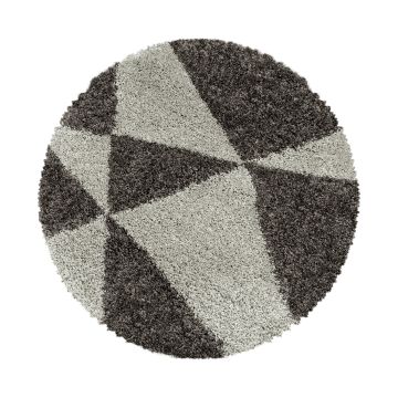 Tango Shaggy vloerkleed hoogpolig rond Ø 200cm taupe