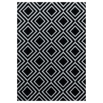 Costa Rhombus vloerkleed laagpolig rechthoek 240x340cm zwart