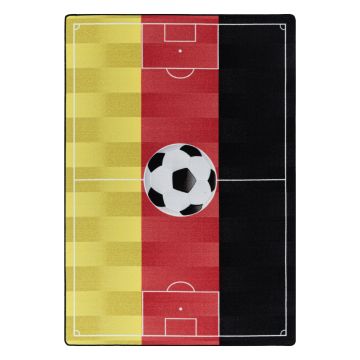 Play Voetbalveld Duitsland antislip kinderkamer speelkleed lussenpolig rechthoek 200x290cm rood