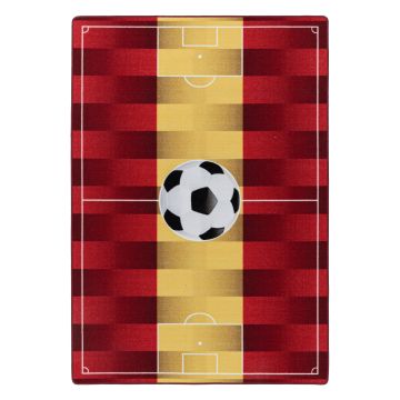 Play Voetbalveld Spanje antislip kinderkamer speelkleed lussenpolig rechthoek 200x290cm geel