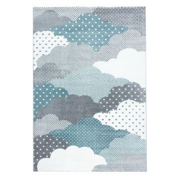 Bambi Wolken kinderkamer vloerkleed laagpolig rechthoek 200x290cm blauw