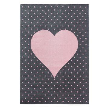 Bambi Hart kinderkamer vloerkleed laagpolig rechthoek 200x290cm roze