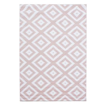 Plus Rhombus vloerkleed laagpolig rechthoek 280x370cm roze