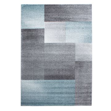 Lucca Blok vloerkleed laagpolig rechthoek 240x340cm blauw