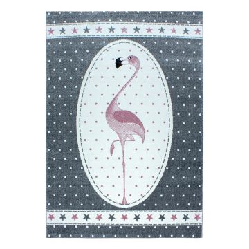 Kids Flamingo kinderkamer vloerkleed laagpolig rechthoek 200x290cm roze