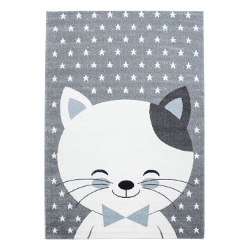 Kids Kitten kinderkamer vloerkleed laagpolig rechthoek 200x290cm blauw