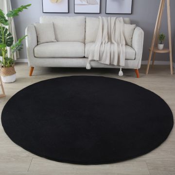 Sky vloerkleed laagpolig rond Ø 120cm zwart
