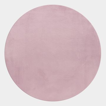 Pouffy vloerkleed fluffy hoogpolig rond Ø 200cm roze