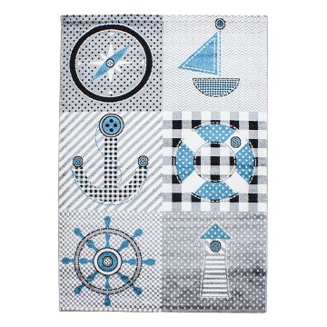 Kids Boot kinderkamer vloerkleed laagpolig rechthoek 200x290cm grijs