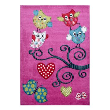 Kids Uiltjes kinderkamer vloerkleed laagpolig rechthoek 200x290cm lila