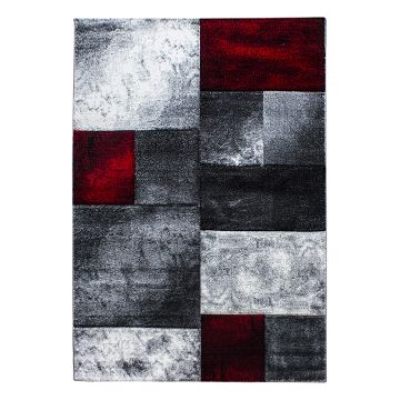 Hawaii Tetris vloerkleed laagpolig rechthoek 280x370cm rood