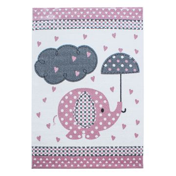 Kids Baby Olifant kindervloerkleed rechthoek 200x290cm roze