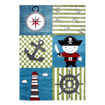 Kids Piraat kinderkamer vloerkleed laagpolig rechthoek 200x290cm multikleur