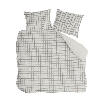 Crossing Blocks dekbedovertrek 200x220cm wit/antraciet