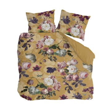 Flowers United dekbedovertrek 200x220cm okergeel