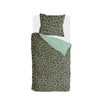 Lazy Leopard dekbedovertrek 140x220cm groen