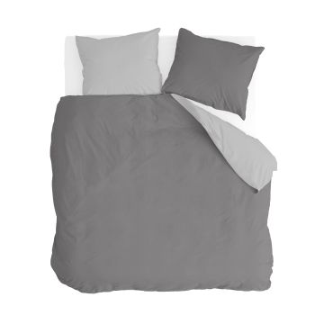Side Way dekbedovertrek 200x200cm antraciet/lichtgrijs