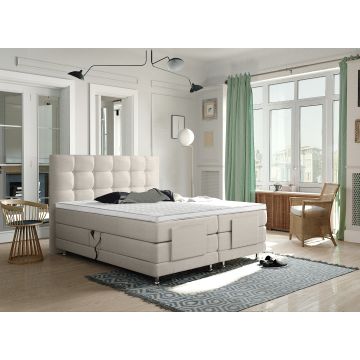 Arizona 1.0 elektrische boxspring 140x200cm beige met NASA topper