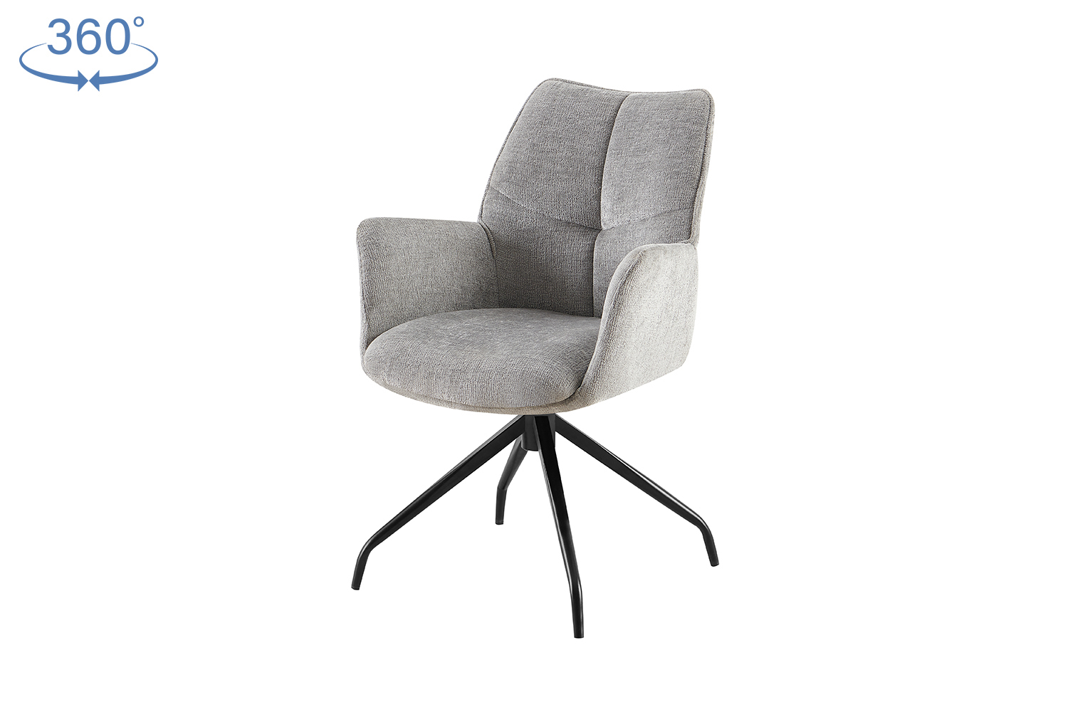 Laro Draaibare Eetkamerstoel met Armleuning – Stof – Grijs