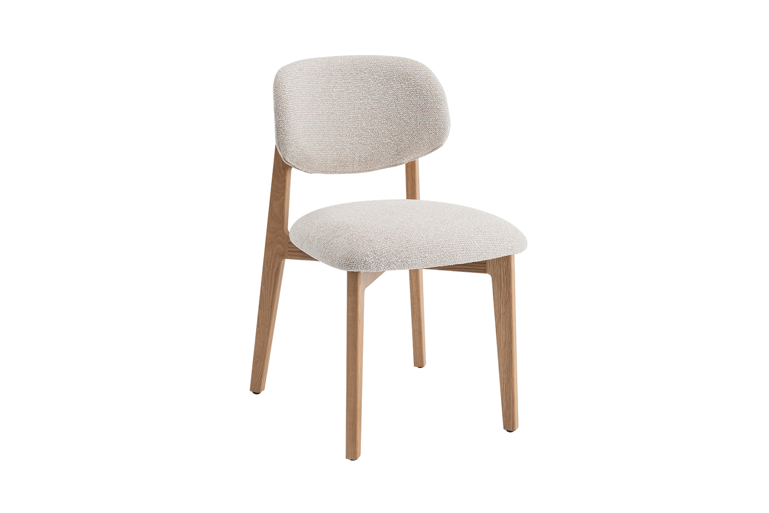 Caren Houten Eetkamerstoel – Massieve Eik – Stof – Beige