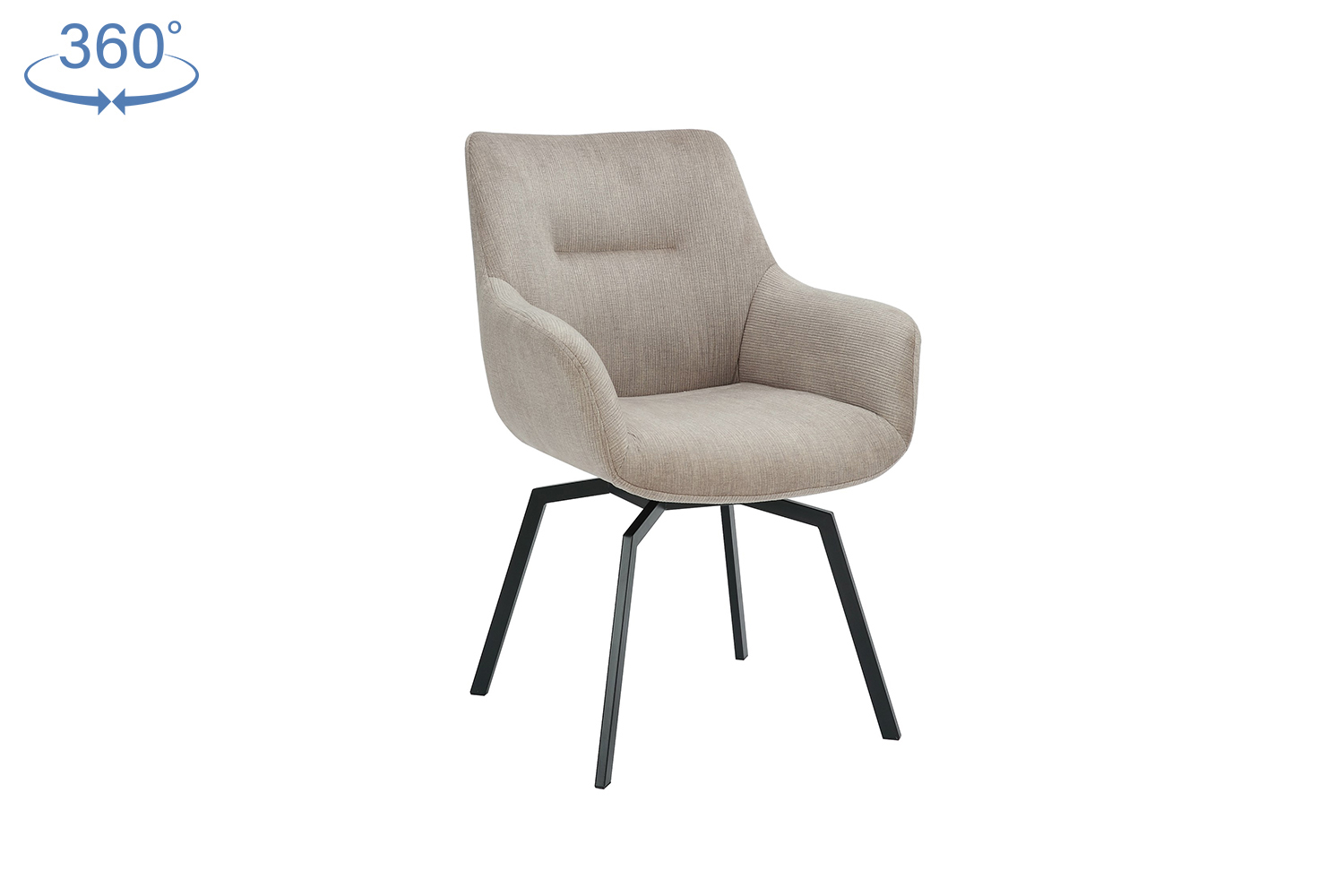 Moden Draaibare Eetkamerstoel met Armleuning – Ribfluweel – Beige