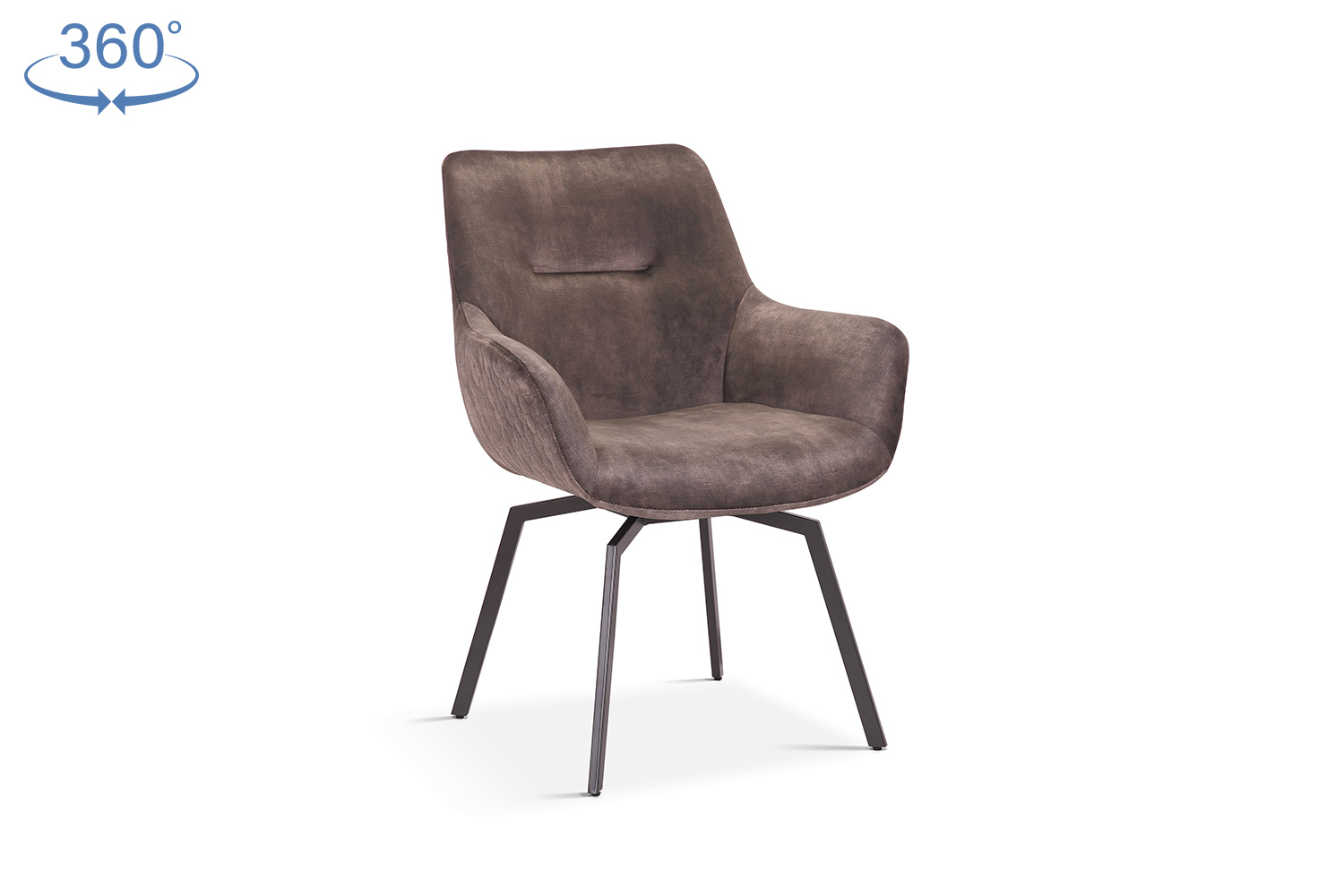 Moden Draaibare Eetkamerstoel met Armleuning – Fluweel – Taupe