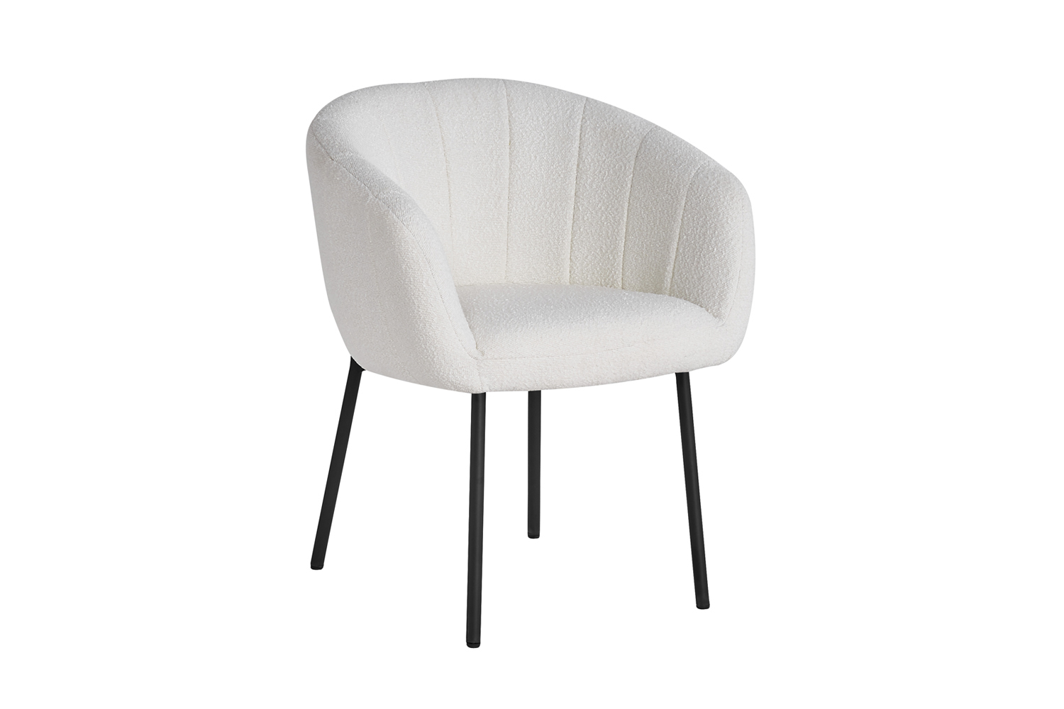 Sevra Eetkamerstoel met Armleuning – Bouclé – Wit