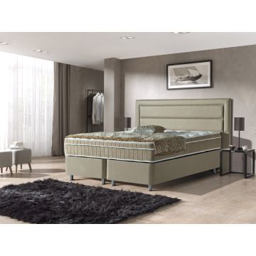 Saint Tropez opbergboxspring 140x200cm beige met Hybrid topper