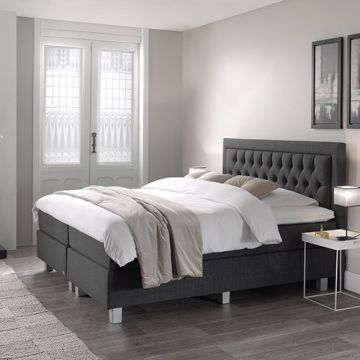Valentina Comfort vlakke boxspring 180x200cm antraciet met Hybrid topper