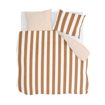 Classic Stripe dekbedovertrek 200x220cm cognac