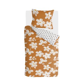 Fancy Flowers dekbedovertrek 140x220cm cognac