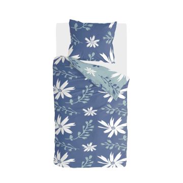 Favorite Flowers dekbedovertrek 135x200cm blauw/jade