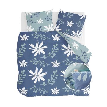 Favorite Flowers dekbedovertrek 200x220cm blauw/jade